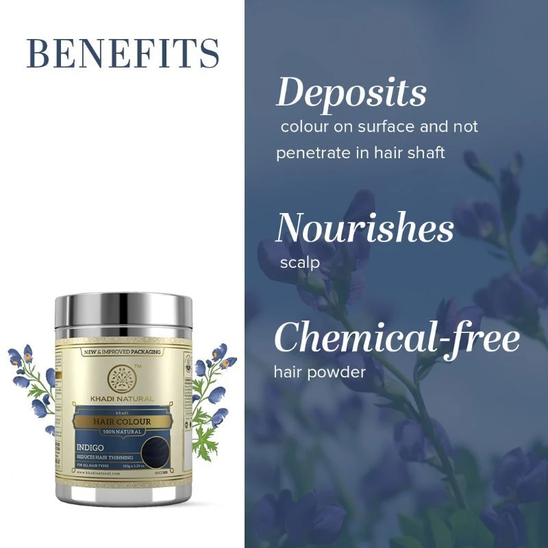 Khadi Natural Indigo Hair Color Reduce Hair Thinning, 150 g-5.webp